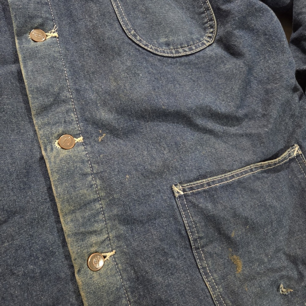 Dickies Distressed Denim Blue Chore Coat Blanket Lined Corduroy Collar Mens XXL - Picture 4 of 16